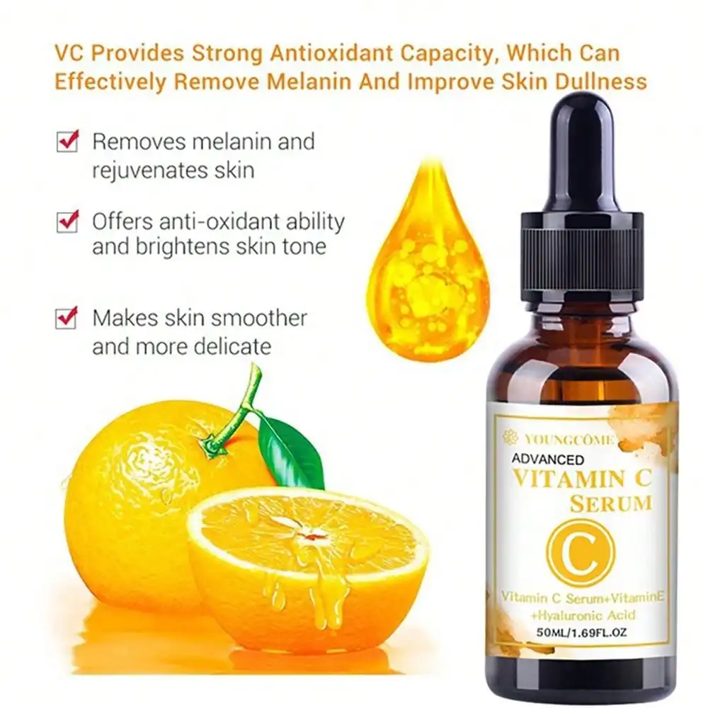 Vitamin C Facial Essence 50ml Contains Hyaluronic Acid Dark Spot Remover Moisturizing Repair Anti-aging Essence Facial Skin Care 5