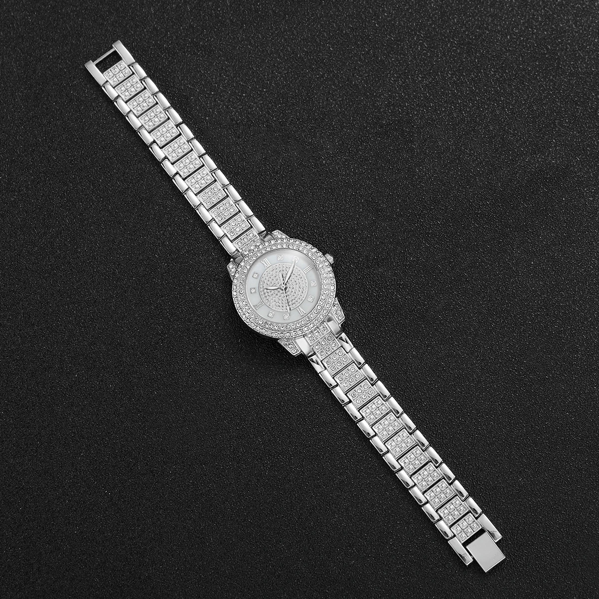 3PCS Women's Watches Fashion Full Diamond Stainless Steel Band Quartz Watch（Without Box） 5