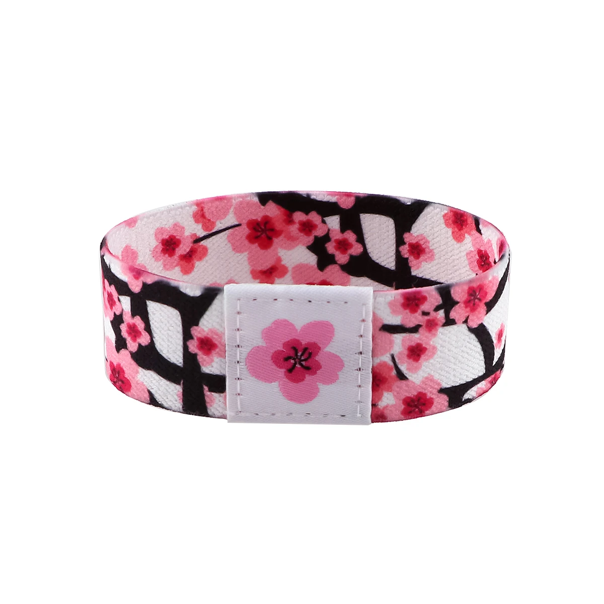 Cherry Blossom Cloth Stretch Wristband Bracelet Flexible Wrist Band Cuff Bracelet For Women Men
