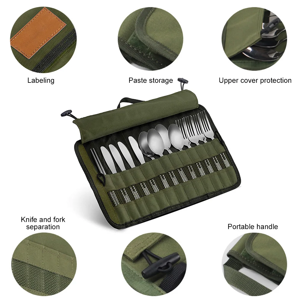 Outdoor Camping Meal Bag Large Storage Lamp Tableware Dinnerware Fork Spoon Storage storage bag camping storage bag