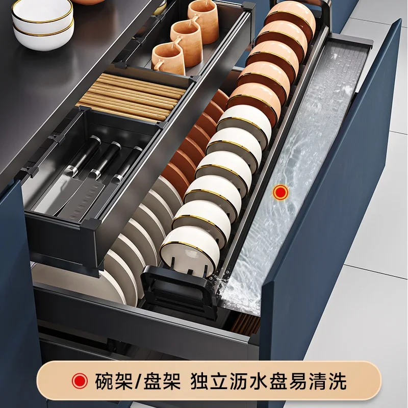 Aluminum Alloy Dishes Basket Kitchen Cabinet Drawer Type Double Layer Three Layer Bowl Basket Bowl Rack Kitchen Cabinet Dish 3