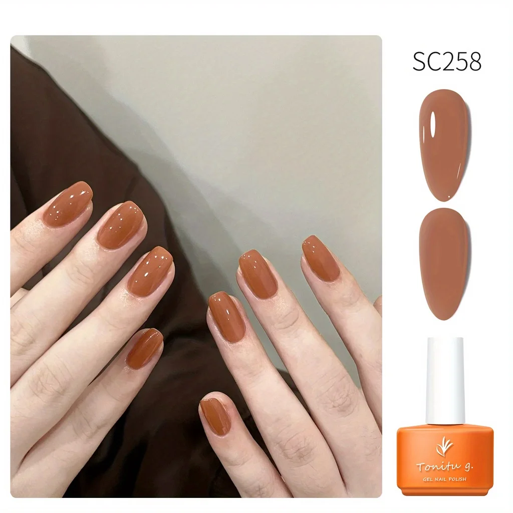 7ml Gel Nail Polish 6 Colour Orange Brown Red Coffee Soak Off UV