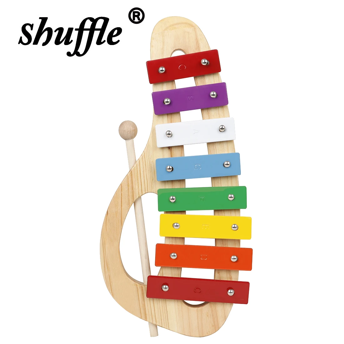8 Tones Hand Knock Xylophone with Mallets Metal Sheet Rainbow Wooden Piano Orff Percussion Musical Instrument Children's Gift