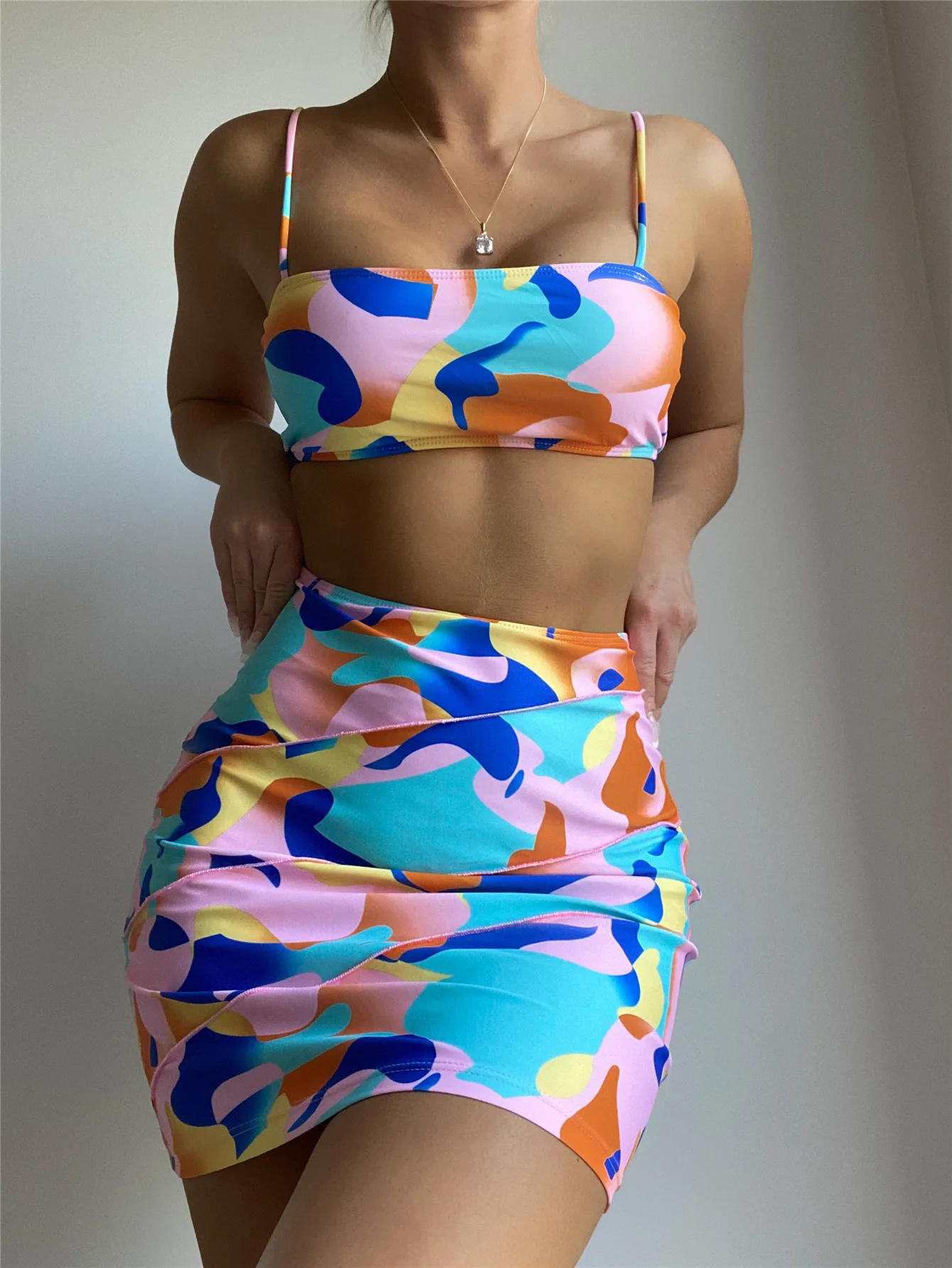Swimsuit Women Vintage Print Bikini Ladies Split Swimsuit 2022 Mama Fashion 3 Piece Sets Bikini for Girl Summer Clothes