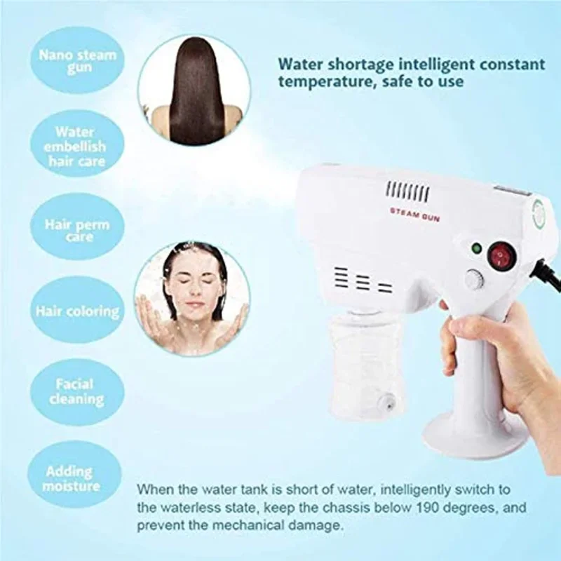 1pc New Nano Steam Gun Hair Care Nano Hydration Sprayer Hot Dyeing Care Blue Micro Mist Machine Spray Facial Steamer Trigger
