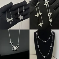 Collier pour femme en argent S925, design tendance avec pendentif pentagramme et papillon, cadeau de fête 1