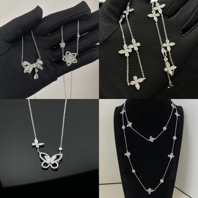 Collier pour femme en argent S925, design tendance avec pendentif pentagramme et papillon, cadeau de fête 1