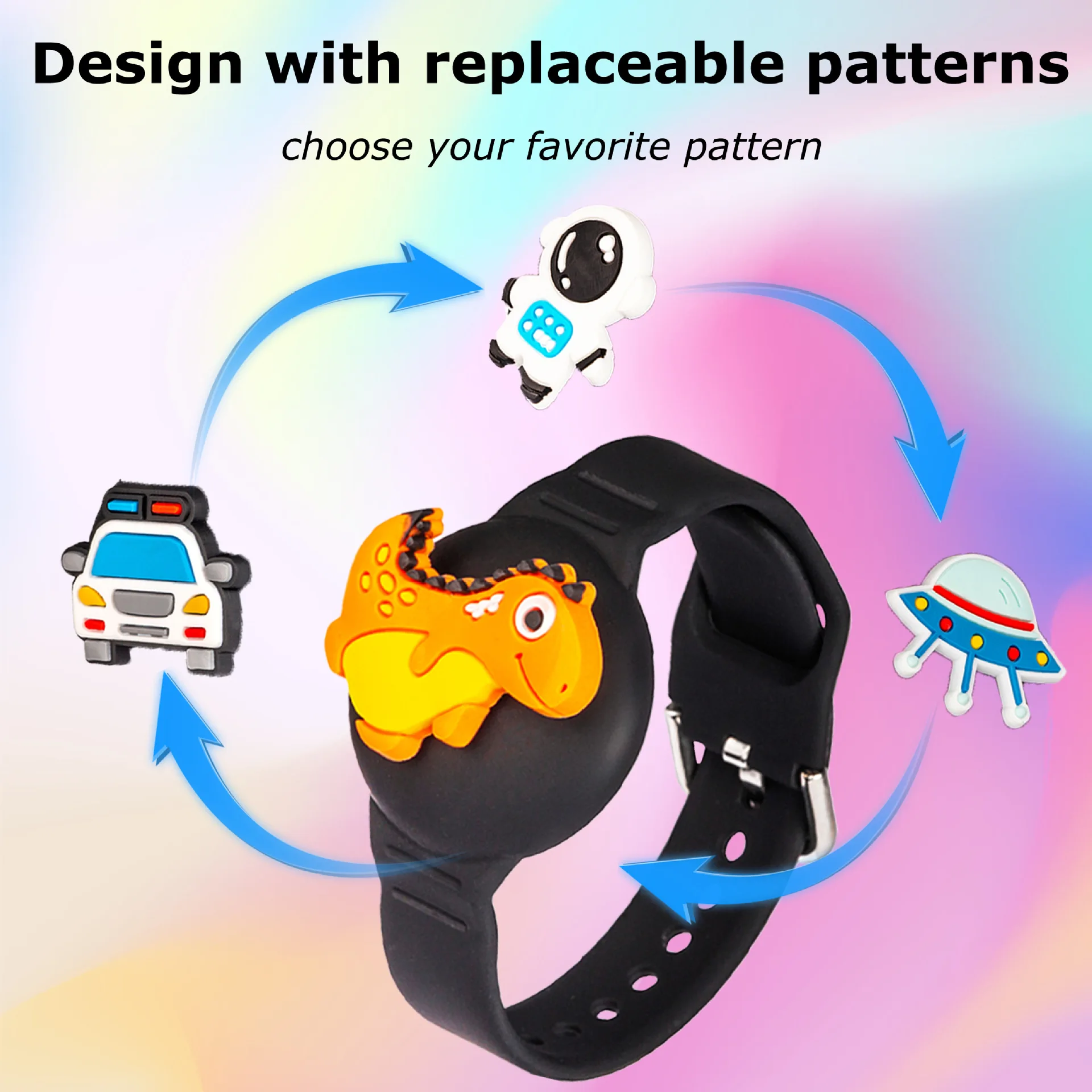 Kids' Cartoon Wristband with Hidden AirTag Holder - Anti-Lost Silicone Bracelet Accessory