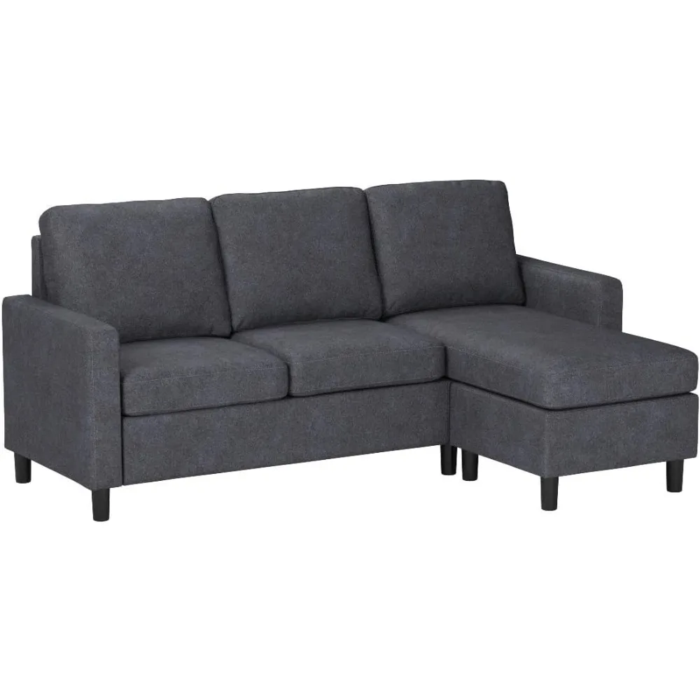 

Секционный диван-трансформер, современный L-образный диван из льняной ткани, Трехместный секционный диван, с реверсивным шезлонг, для гостиной