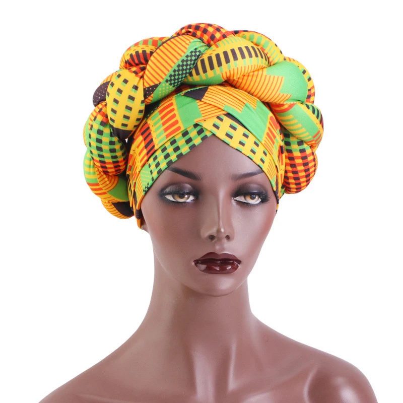 African Head Wraps African Women Headwrap Hat Hair Accessories Arab Wrapped Muslim Hijab Turban Cap Female Headtie Big Braids Headscarf