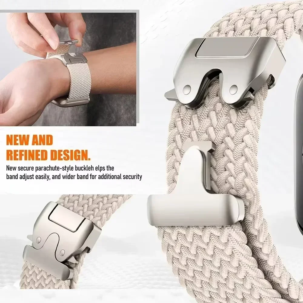 Parachute Buckle Nylon Braided Loop Strap - Flexible Bracelet Watch Band