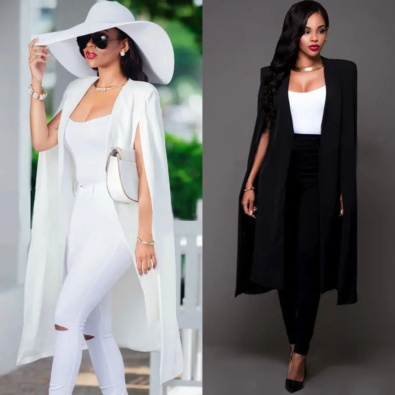 Long Cloak Cape Coat Fashion Women Slim Solid Grace Elegant Suit Jacket Trench Poncho Outwear Christmas Cape Office Lady Blazers women buttonless solid colors blazers 2023 spring autumn new fashion office lady commute blazer plus size casual indie suits