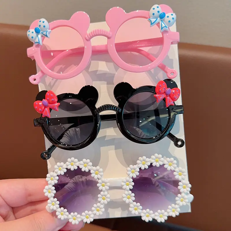 2/3Pcs Boy Girl Cute Bear Frame Bowknot Kids Children Fashion Glasses Eyewear - Image 7