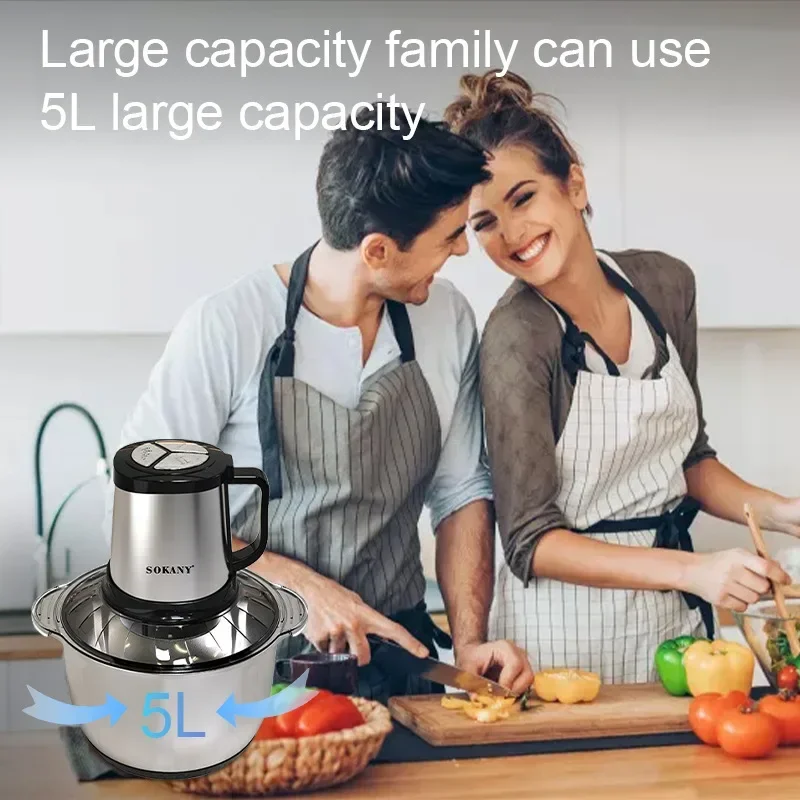 Houselin 5-liters Meat Grinder, 800W Electric Food Processors for Baby Food, Meat, Onion, Vegetables, Fruits 2