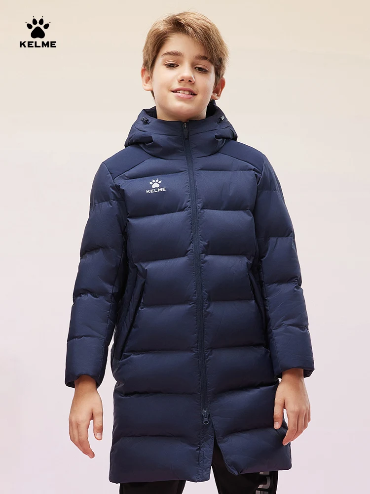 Kelme Children's Long Cotton Clothing Winter Color Blocked Football Training Jacket Sports Warm Windproof Cotton Jacket children football jacket