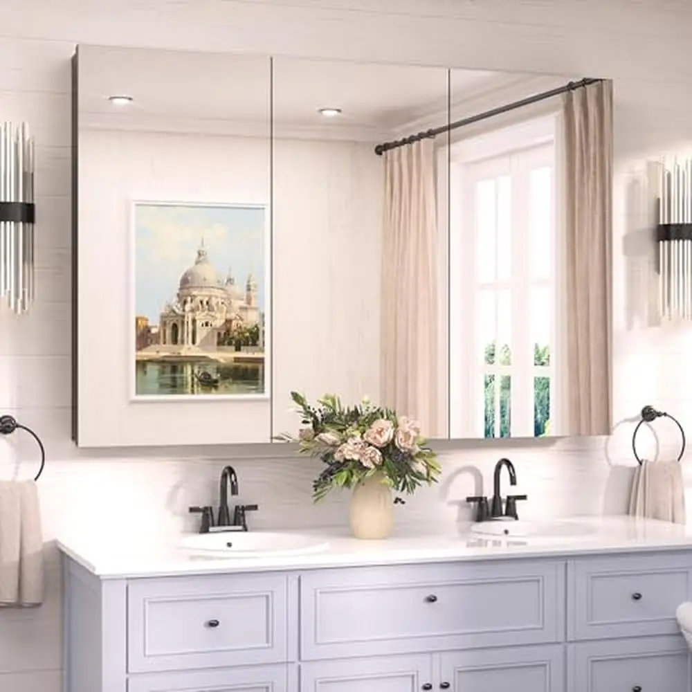 Aluminum Wall Mount Medicine Cabinet with Stepless Adjustable Shelves