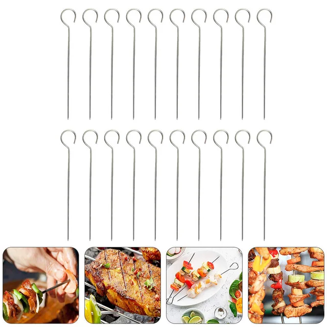 20 Db Rozsdamentes Acél Lúd Farok Tű Hús Húr Nyárs Fém Kabob Yakitori Grill Zöldségek - Image 2