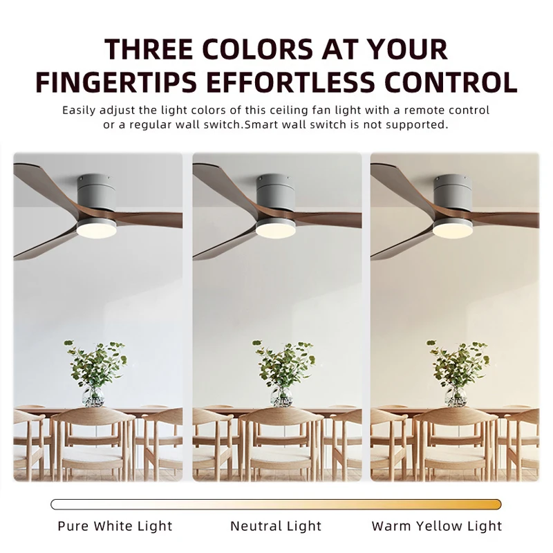 38/46/52/56 Inch Ceiling Fan with Light Super-Silent Ideal for Bedroom Dining Living Room & Office with remote