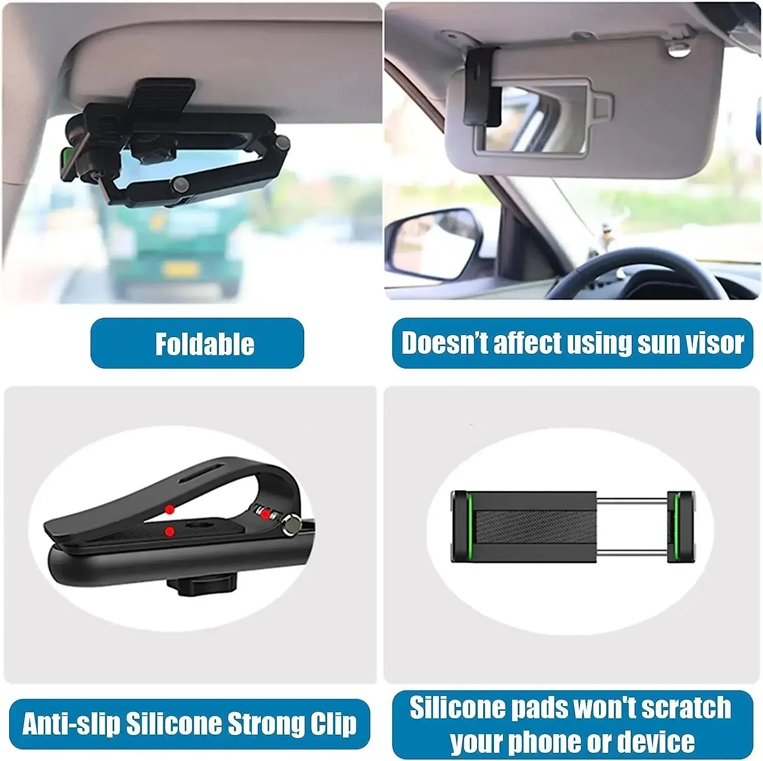 360 Degree Rotating Car Sun Visor Phone Holder