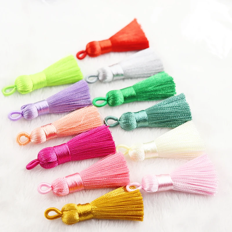 5/10PCS 4cm 28 color Silk Tassel Polyester Vertical Tassel Decoration Crafts DIY Jewelry Sewing Curtain Supplies Accessories