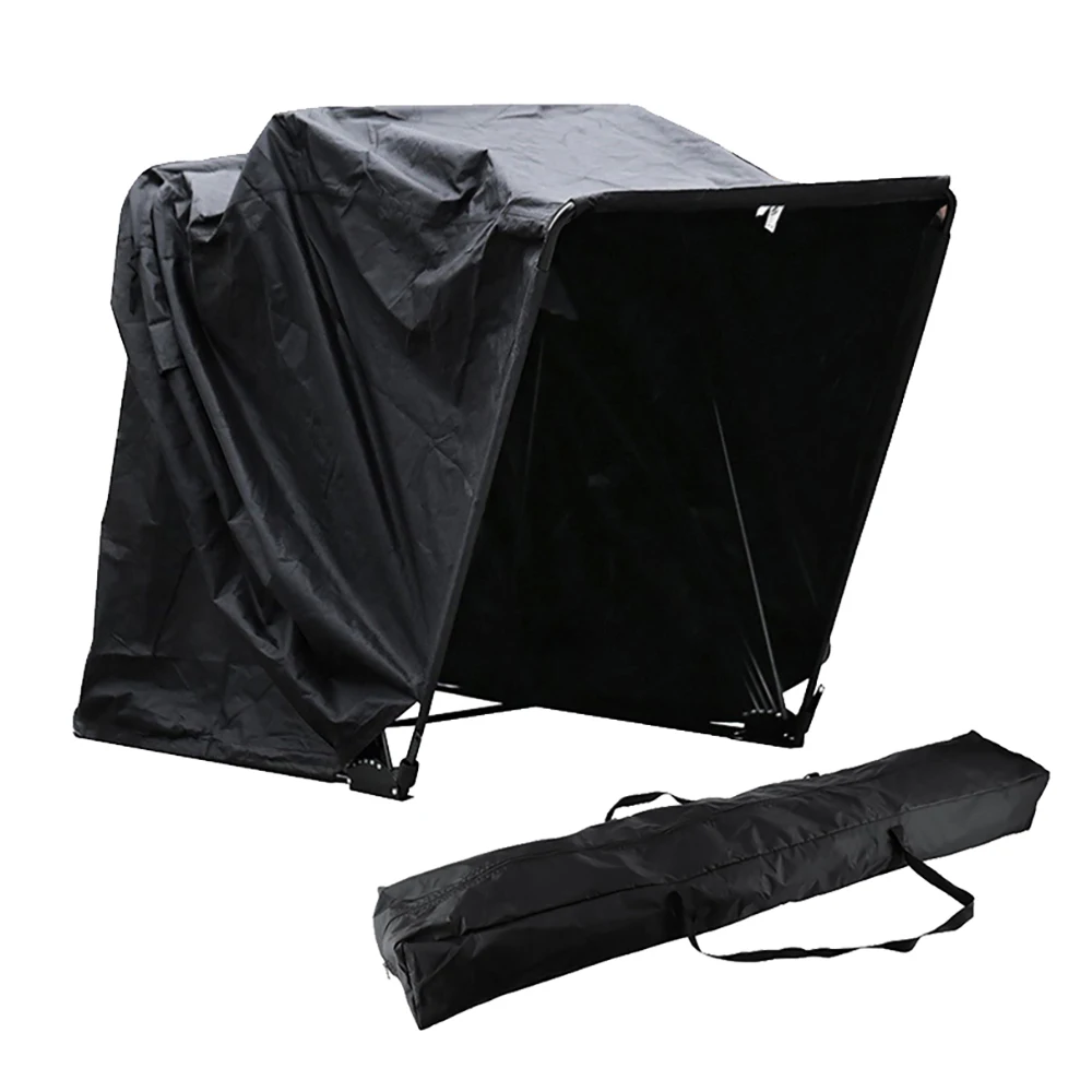 Schwarze Motorradabdeckung aus Oxford-Gewebe 600D 269 x 104 x 155 cm, faltbare Motorradabdeckung für die Garage – Detail 7