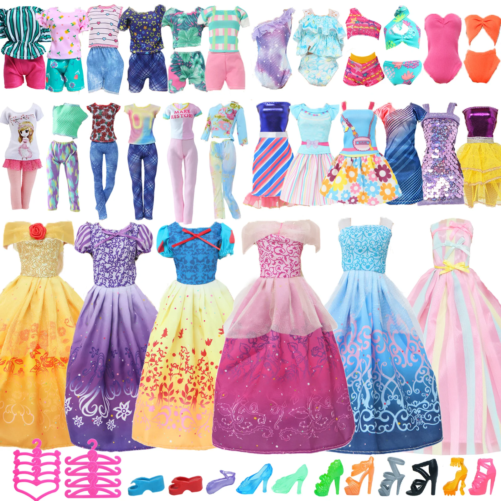 Set Vestiti Per Bambole 29,2 Cm: 44 Pezzi Tra Abiti, Accessori E Scarpe Per Principesse E Fashioniste