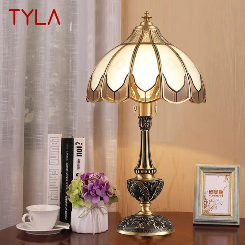 

TYLA Modern Brass Table Lamp LED American Luxury Creative Copper Glass Desk Floor Lights for Home Living Room Bedroom