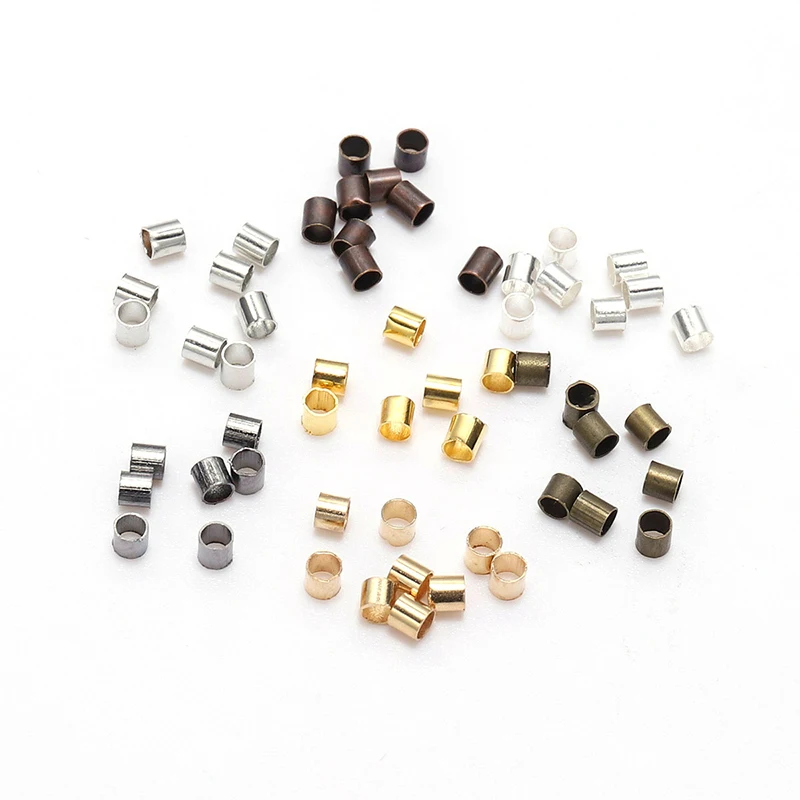 

500pcs 1.5 2.0 2.5mm Gold Copper Tube Crimp End Beads Stopper Spacer Beads For Jewelry Making Findings Supplies Necklace