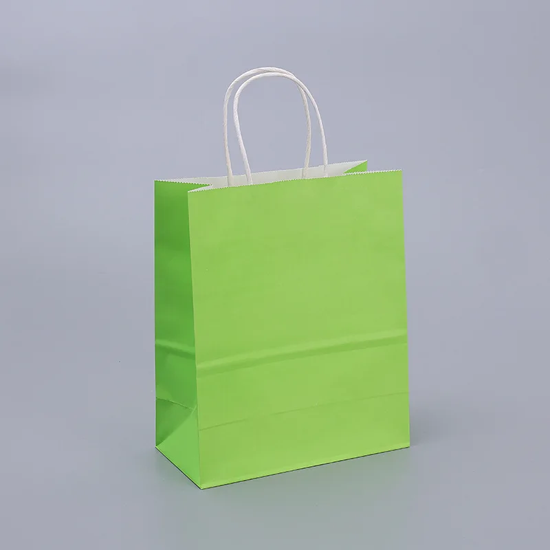 thumbnail image 1 of Bolsas de regalo de papel Kraft con asas, 10/20/30/50 unidades, para compras, manualidades, color marrón y blanco, para fiestas, suministros navideños, 1 of 5