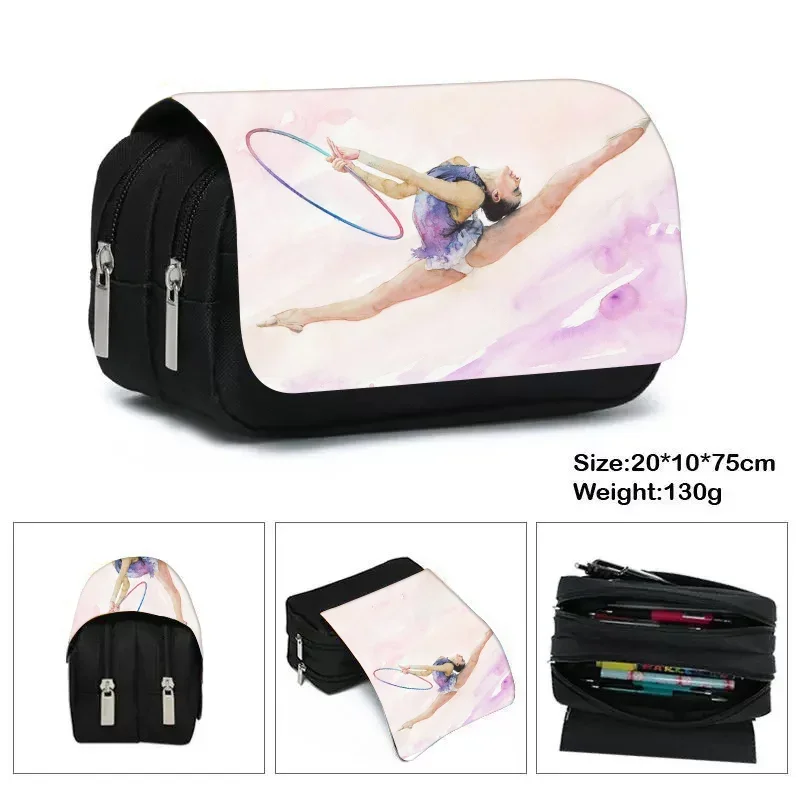Gymnastics Art Girls Cosmetic Cases Cartoon Kids Pencil Bag Ballet Dancer Beauty Makeup Bag School Supplies Children Pencil Box 2