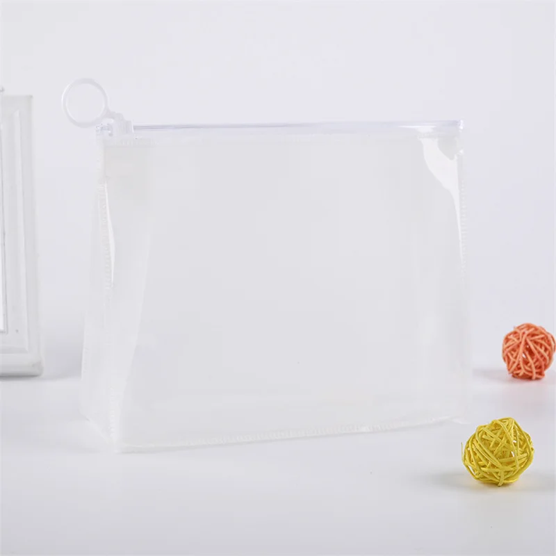 100 Teile/los Transparente PVC Zipper Tasche Kunststoff Kosmetik Tasche Student Schreibwaren Taschen Reise Waschen Lagerung Taschen 20x5x15 cm – Detail 5