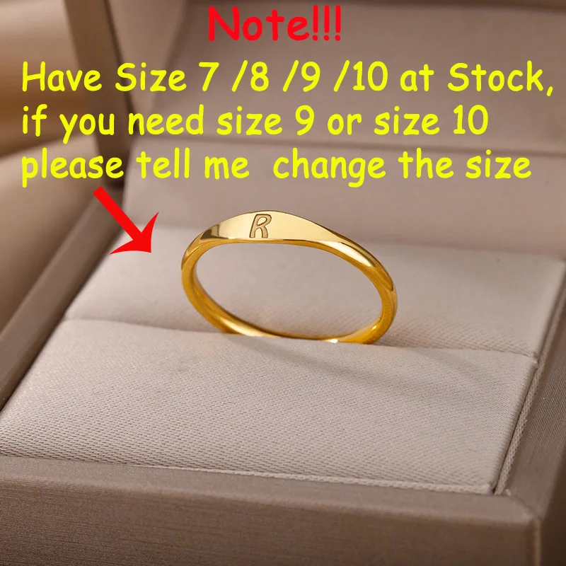 Women Finger Ring Tiny Initial Letter Stainless Steel A-Z Aesthetic Wedding Jewelry Gift