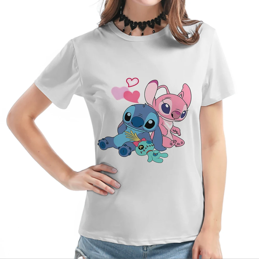 

Disney Lilo & Stitch Series Pattern Kawaii Kids T-shirts Harajuku Dropship Print Boy Girl Tees White Fashion T Shirt Children
