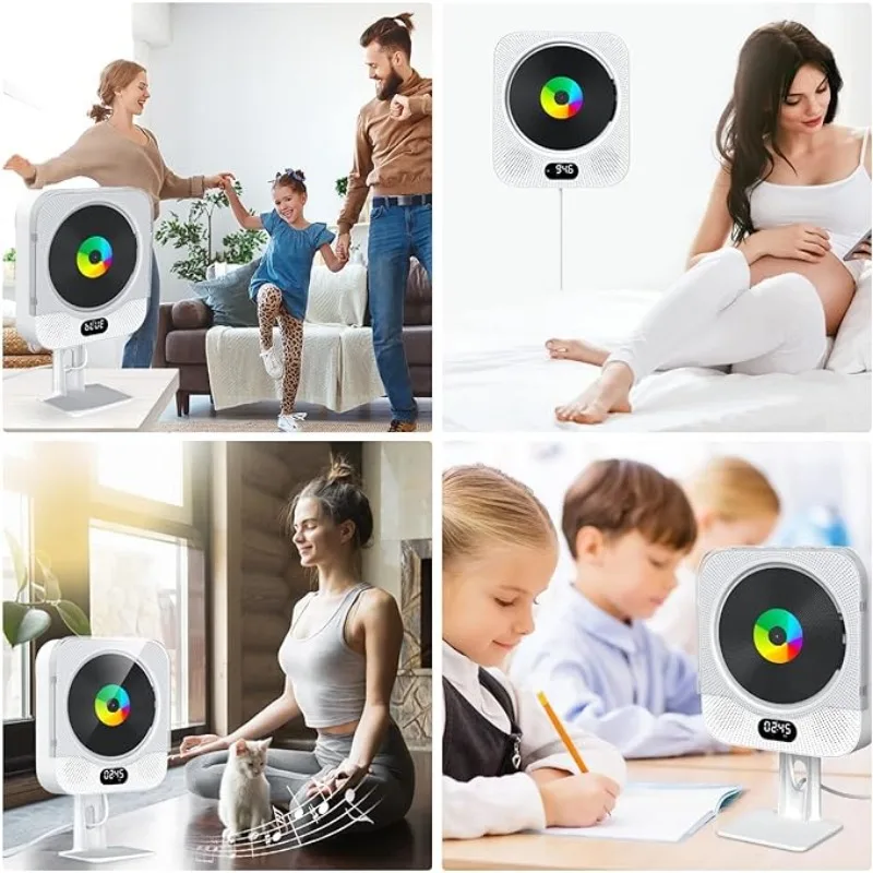 Qoosea CD Player with Bluetooth Radio CD Player for Home Wall Mounted with Speakers Remote Control Dust Cover