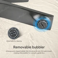 แกนทองเหลืองก๊อกน้ำซิงค์ห้องน้ำแบบทันสมัยจับเดี่ยวติดตั้งบนดาดฟ้าอ่างล่างหน้าก๊อกน้ำร้อนและเย็น 3