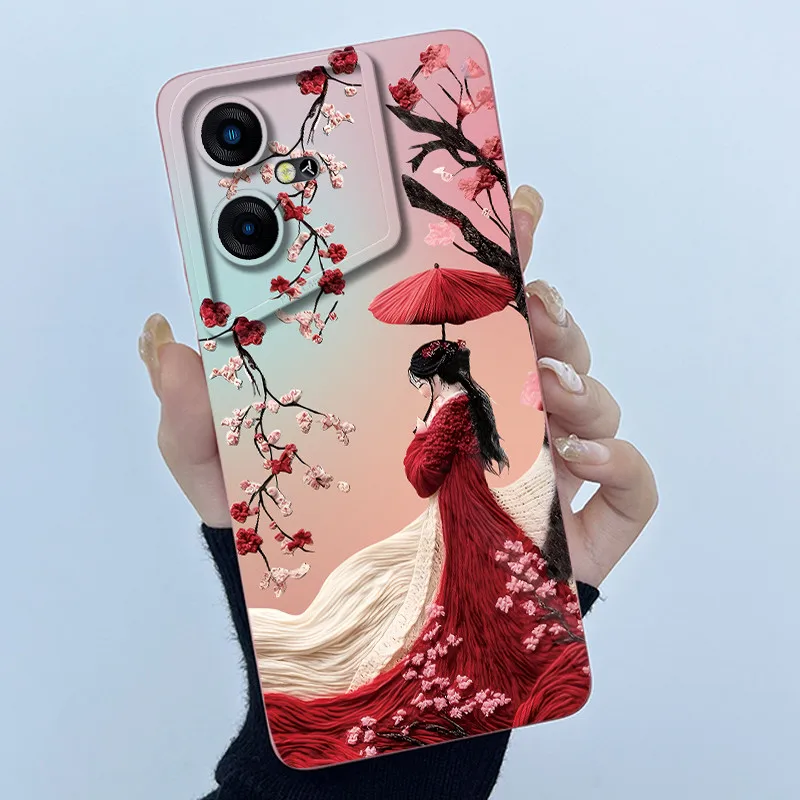 Floral Oil Painting Soft Silicone Phone Case - Fashion Simplicity Design