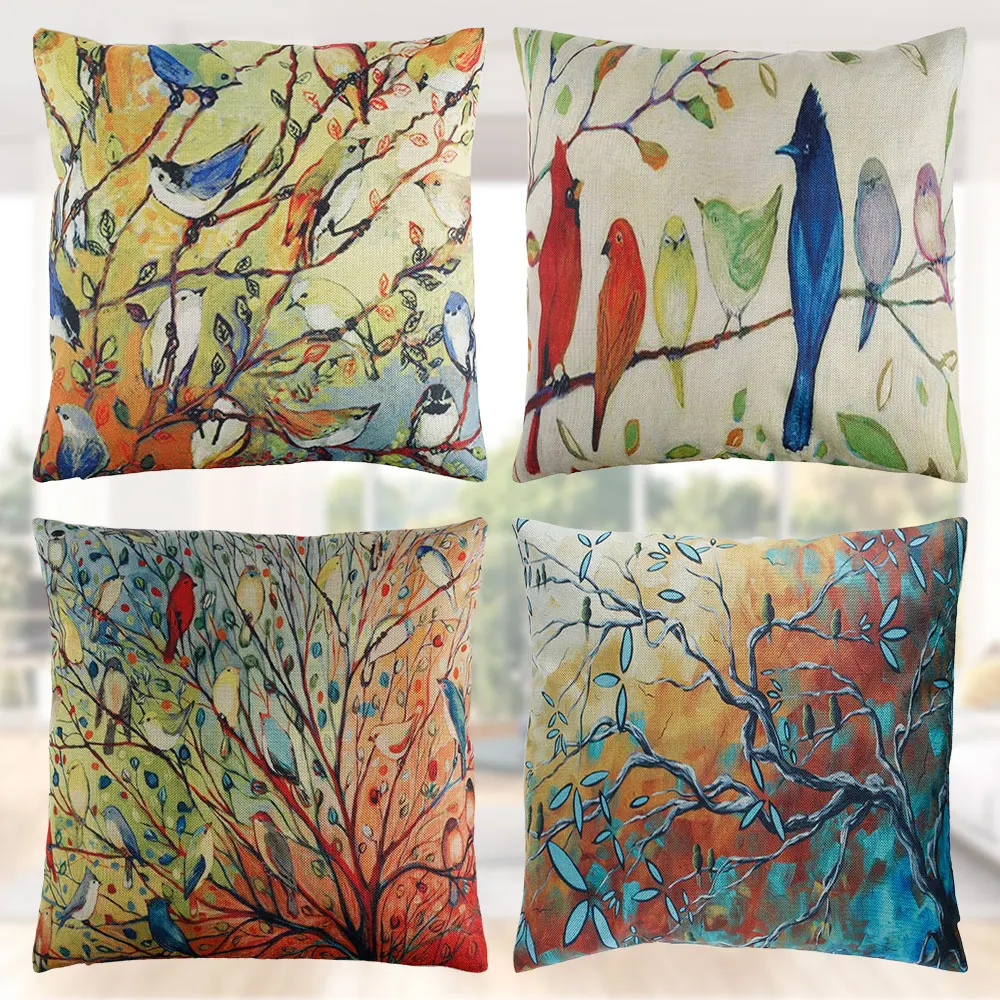 

Pillowcases 4 Pack 18 x 18 Inches Retro Print Pillow Cases Decorative Throw Pillow Covers Easy Care Soft Pillowslip with Zipper
