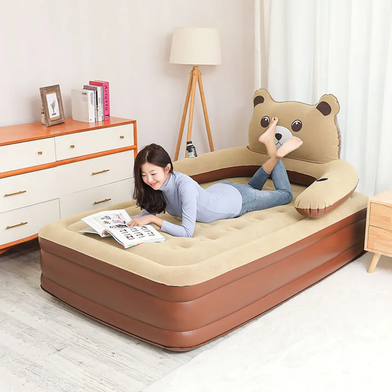 Cama inflable para niños y niñas, mueble tapizado para dormitorio, campamento para adultos, individual, portátil