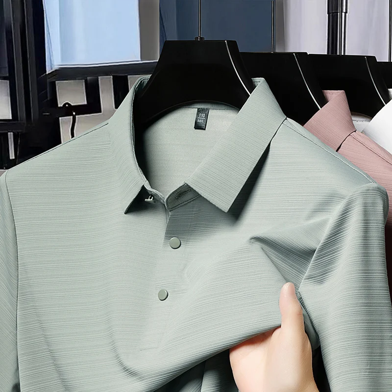 2025 New Fashion Solid Summer Men's Polo Shirt Short Sleeve Casual Striped Loose Business Clothing Korean Polos T-shirt 13 S890dea0d91a94d89b2ac1111fcf631e4U