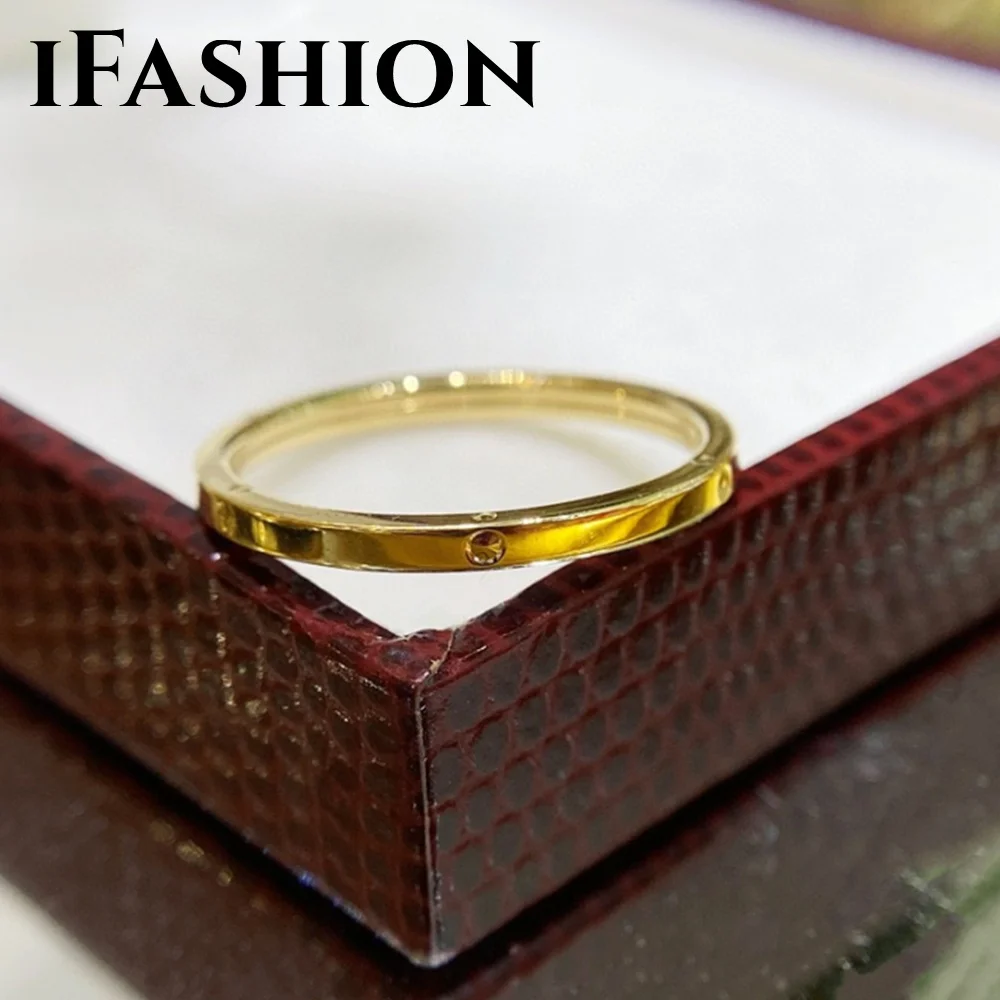 

IFASHION Real18K однотонное маленькое кольцо, кольцо с облагающей зоной, ювелирные изделия (AU750), женский подарок на свадьбу, Изящные Ювелирные изделия