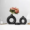 Nordic Vase Circular Hollow Ceramic Flower Vase for Home Living Room Decoration Accessories Interior Office Desktop Decor Gift 5