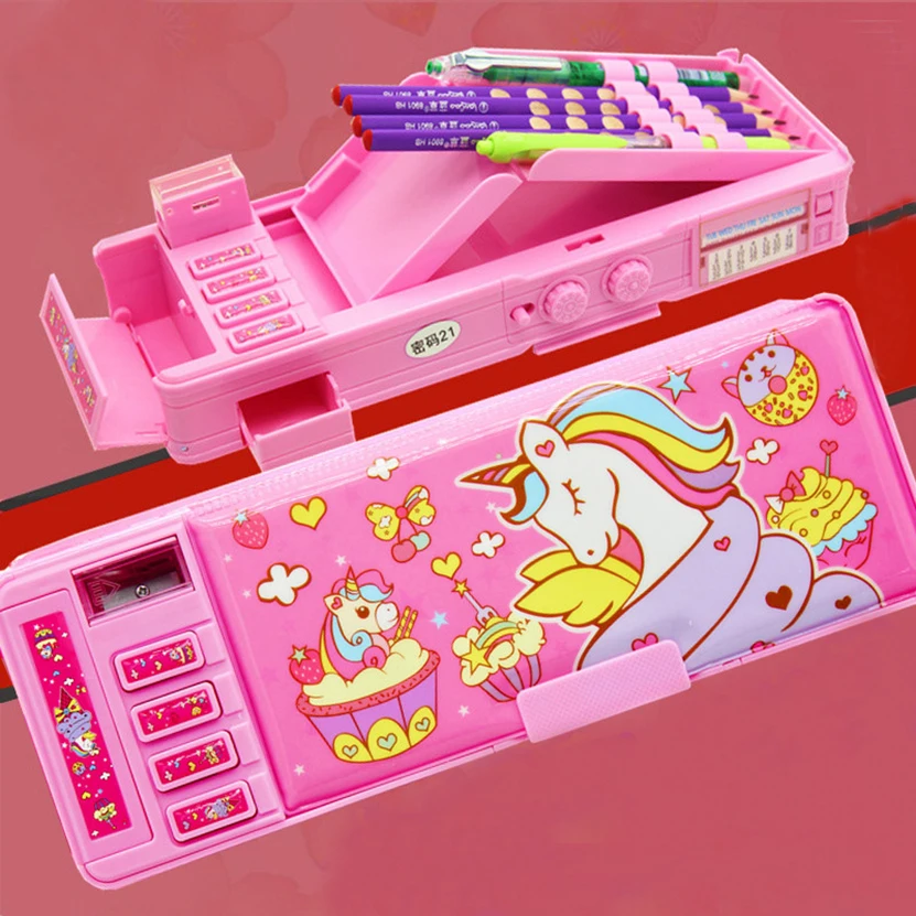 Pencil case Estojo Escolar password pen case Unicorn Kawaii Pencilcases multifunctional pencil box Korean school stationery