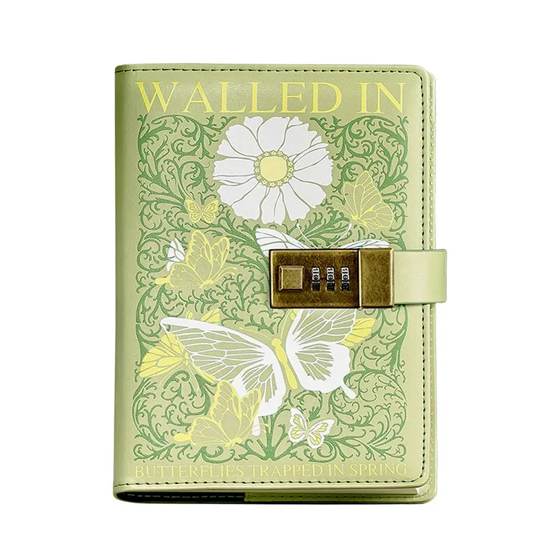 

B6 Flower Language PU Leather Color Printed Retro Password Book Student Writing Diary Business Office Notes Stationery Supplies