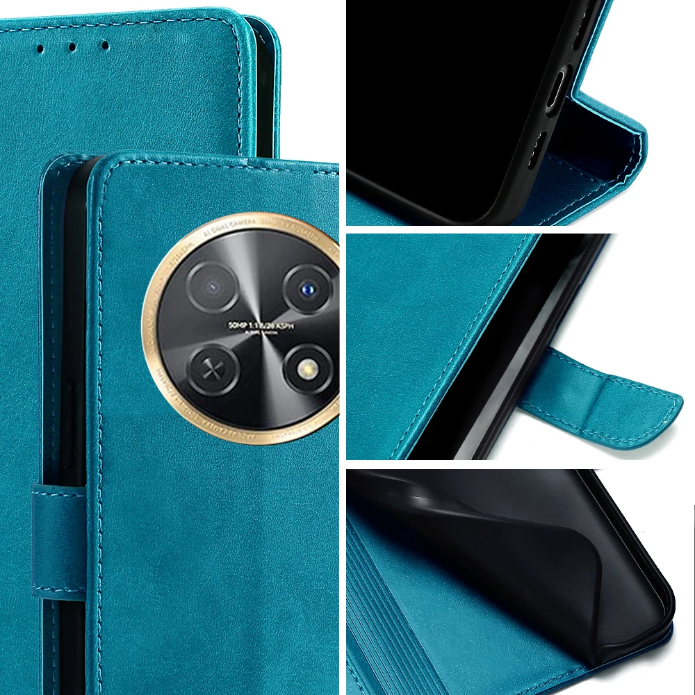 Leather Wallet Phone Case with Magnetic Buckle and Card Slots - Nova Series