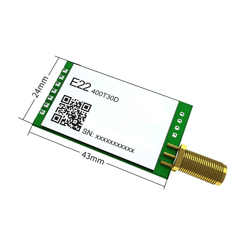 

E22-400T30D Semtech SX1268 UART 10Km Range 433Mhz 30dBm DIP 24*43mm CE RoHs FCC TCXO LoRa RF Module