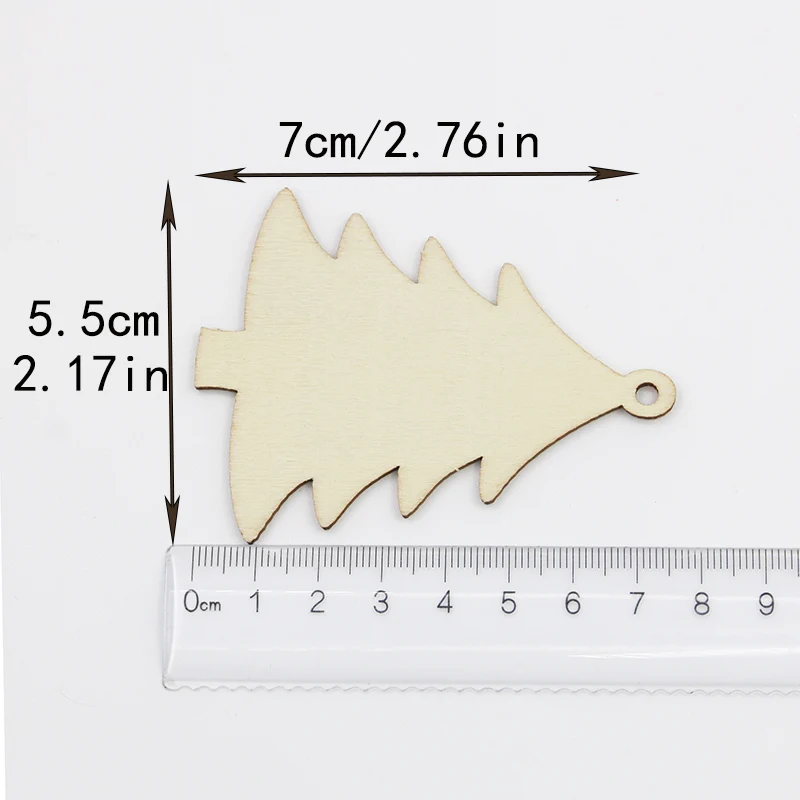 (10 Pcs/pack)7*5.5cm Christmas Tree Piece DIY Model Painted Card Christmas Decoration Creative Home Pendant Wishing Board