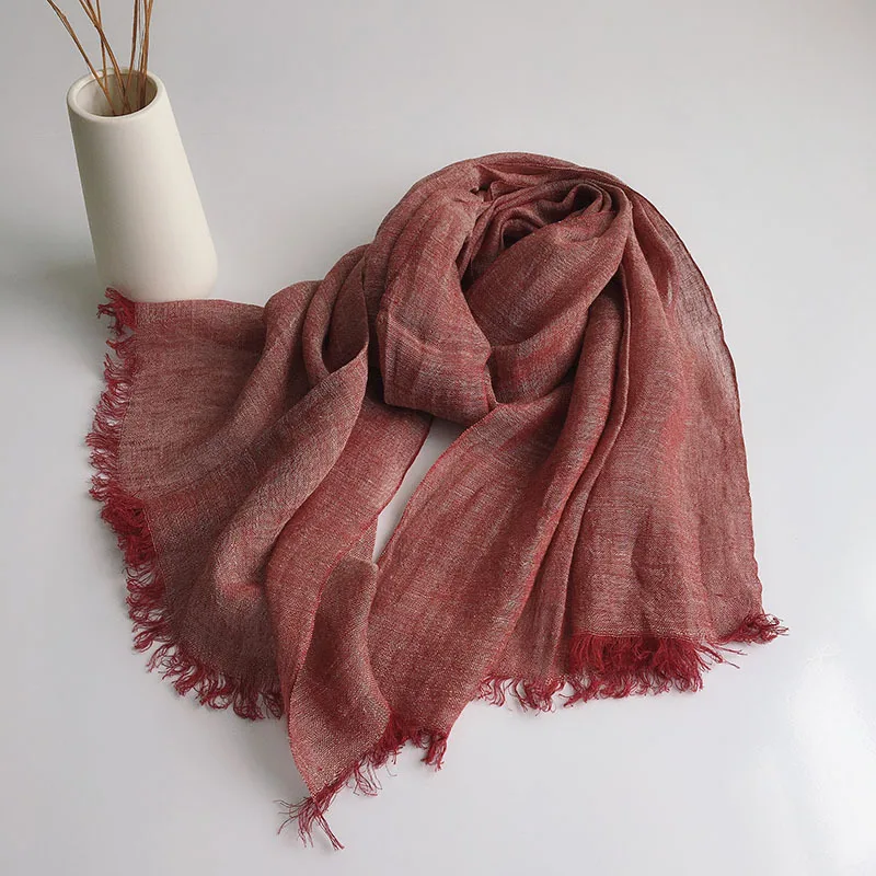 Linen Scarfs For Ladies Solid Color Muslim Hijab Women's Headscarf hijab turbans for women