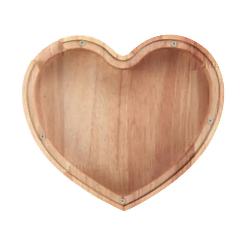 

Money Saver For Cash Love Heart Shape Wooden Money Saving Box Transparent Desktop Craft Ornaments Storage Box For Coin Study