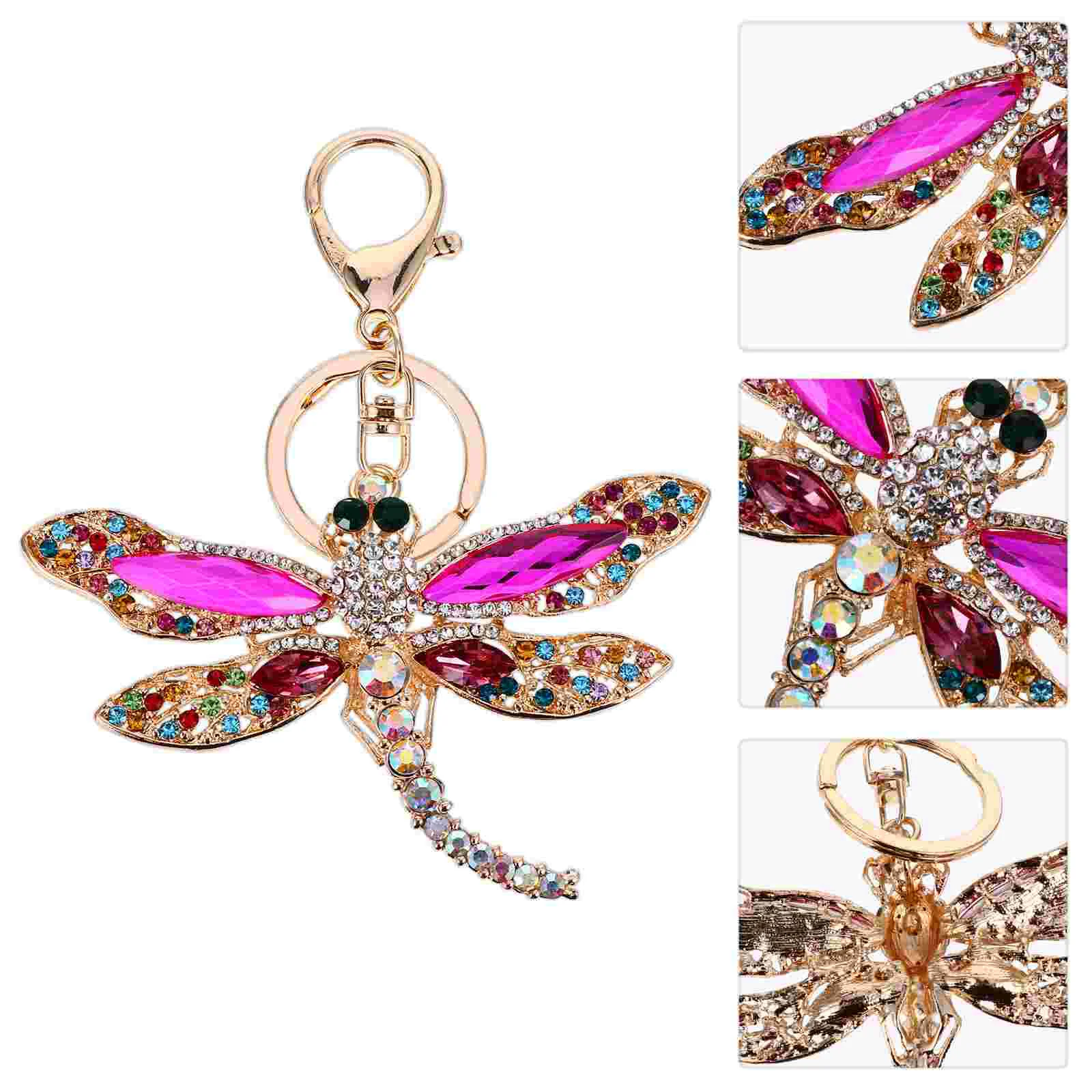 

Fashion Dragonfly Keychain Miss Car Keychains for Women Zinc Alloy Rhinestone Keyring