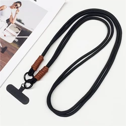 120cm Double Rope Crossbody Phone Lanyard with Anti - Loss Neck Clip - Polyester / Nylon (Black)